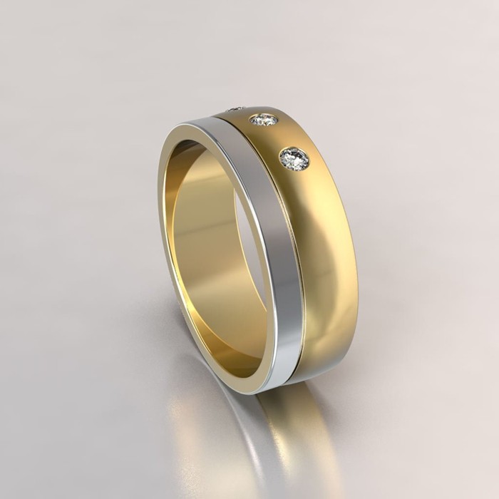 0.15 ct Diamiond Anniversary Mens Wedding Band Engagement Ring in 10 kt White and Yellow Gold (Colour HI Clarity I)